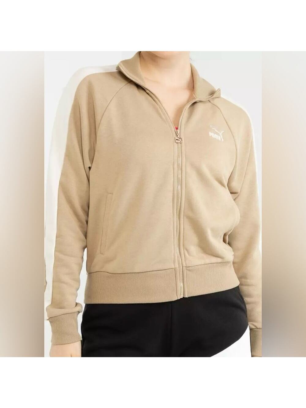 Puma T7 Track Jacket Beige Full-Zip Jacket Casual Activewear Neutral NWT Size XL